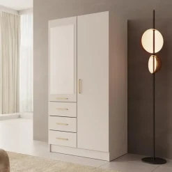 Meubella - Komodo - Kledingkast met 2 deuren - Beige - 101x61x201 cm Hot