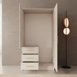 Meubella - Komodo - Kledingkast met 2 deuren - Beige - 101x61x201 cm Hot