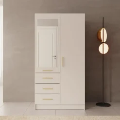 Meubella - Komodo - Kledingkast met 2 deuren - Beige - 101x61x201 cm Hot