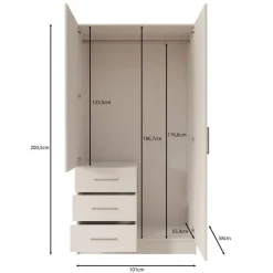 Meubella - Komodo - Kledingkast met 2 deuren - Beige - 101x61x201 cm Hot