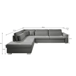 Meubella - Kristina - Hoekbank 5-zits - Grijs velvet - Links