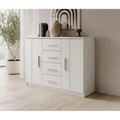 Meubella - Ladekast Blake - Wit - 120 cm Discount