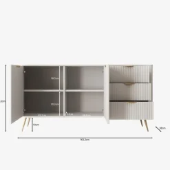Meubella - Lima - Dressoir - Wit - 163 cm New