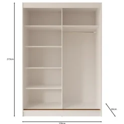 Meubella - Moniq - Kledingkast met schuifdeuren - Beige - 150x65x215 cm Discount