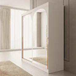 Meubella - Moniq - Kledingkast met schuifdeuren - Wit - 200x65x215 cm Sale