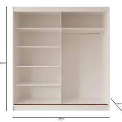 Meubella - Moniq - Kledingkast met schuifdeuren - Wit - 200x65x215 cm Sale