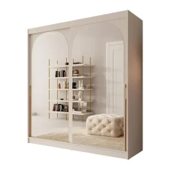 Meubella - Moniq - Kledingkast met schuifdeuren - Beige - 200x65x215 cm Best