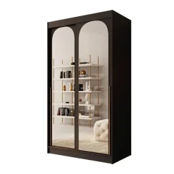 Meubella - Moniq - Kledingkast met 2 schuifdeuren - Zwart - 120x65x215 cm Outlet