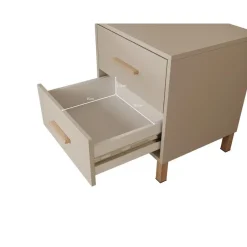 Meubella - Nachtkastje Bahia - Beige - 48 cm - 2 lades New