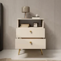 Meubella - Nachtkastje Hidde - Beige - 50 cm Best