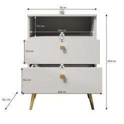 Meubella - Nachtkastje Hidde - Beige - 50 cm Best