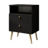 Meubella - Nachtkastje Hidde - Zwart - 50 cm