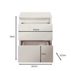 Meubella - Nachtkastje Masuka - Antraciet - 30 cm