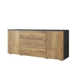 Meubella - Pure - Dressoir - Eiken/Grijs - 150x39x68 cm Hot