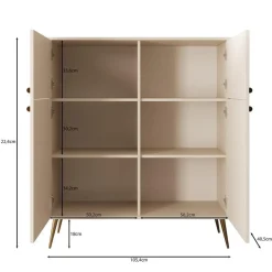 Meubella - Reunion - Dressoir - Beige - 105x41x122 cm Best