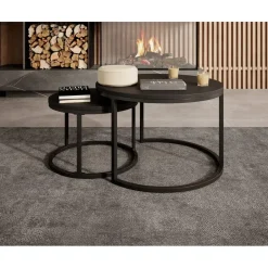 Meubella - Salontafel Ovalo - Mat zwart - set van 2 New