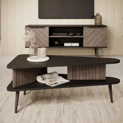 Meubella - Salontafel Pedro - Donker eiken - Zwart eiken - 100 cm