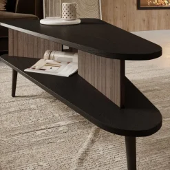 Meubella - Salontafel Pedro - Donker eiken - Zwart eiken - 100 cm