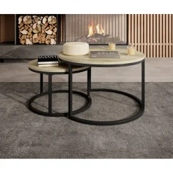 Meubella - Salontafel Rica - Eiken - Set van 2 Outlet