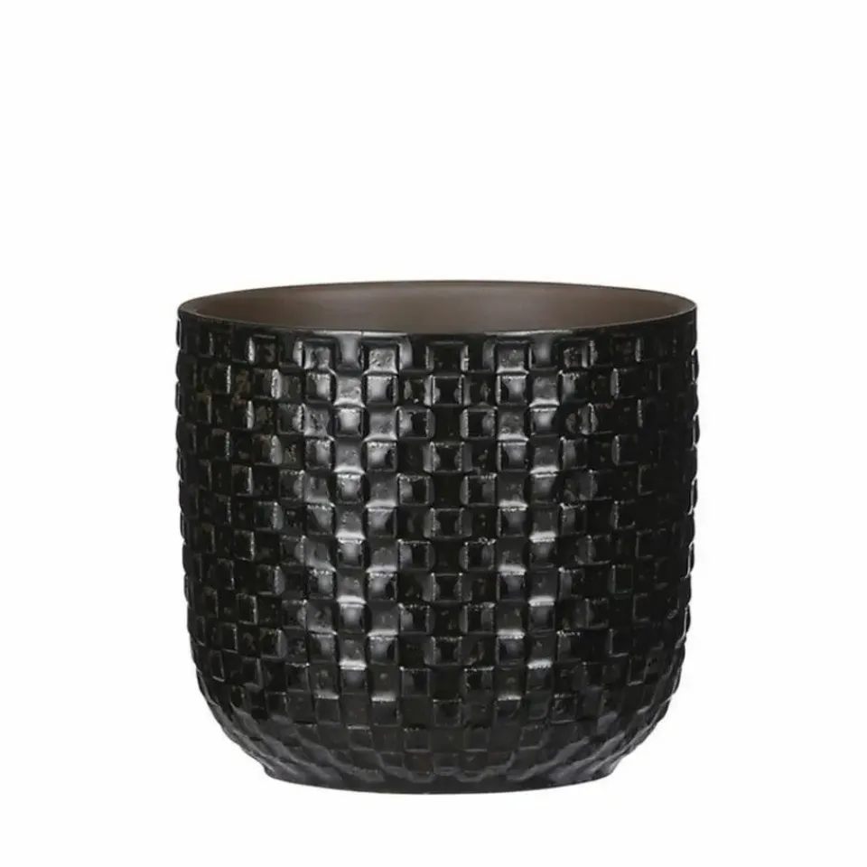 Mica Decorations - Plantenpot - Keramiek zwart - 12 x 11 cm Discount
