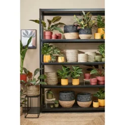 Mica Decorations - Plantenpot - groen - stripes - D11 x H9 cm Best