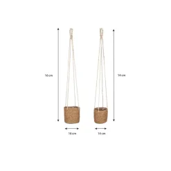 Mica Decorations Atlantic Plantenmand Set van 2 - Ø16 cm - Lichtbruin New
