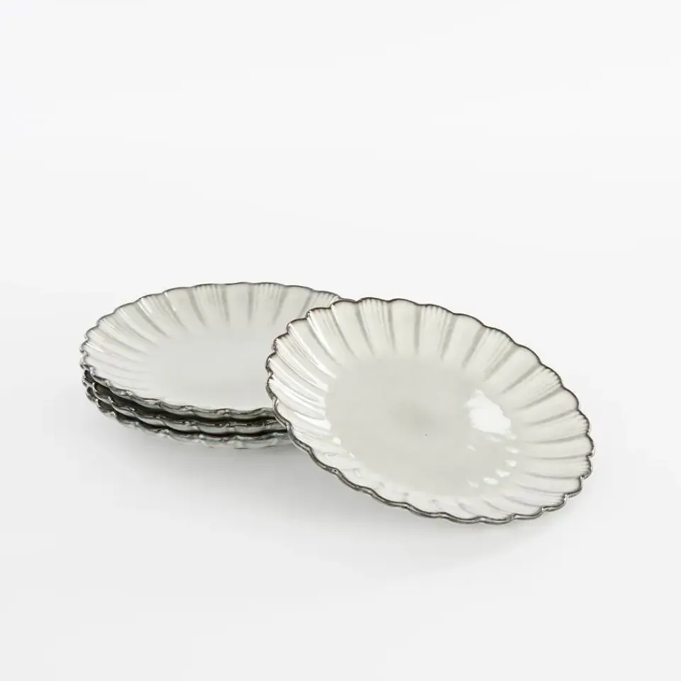 Mica Decorations Corfu Ontbijtbord - H2,5 x Ø21 cm - Keramiek - Grijs Outlet