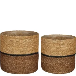 Mica Decorations Damian Plantenmand - Set van 2 - Ø20 cm - Zeegras Discount