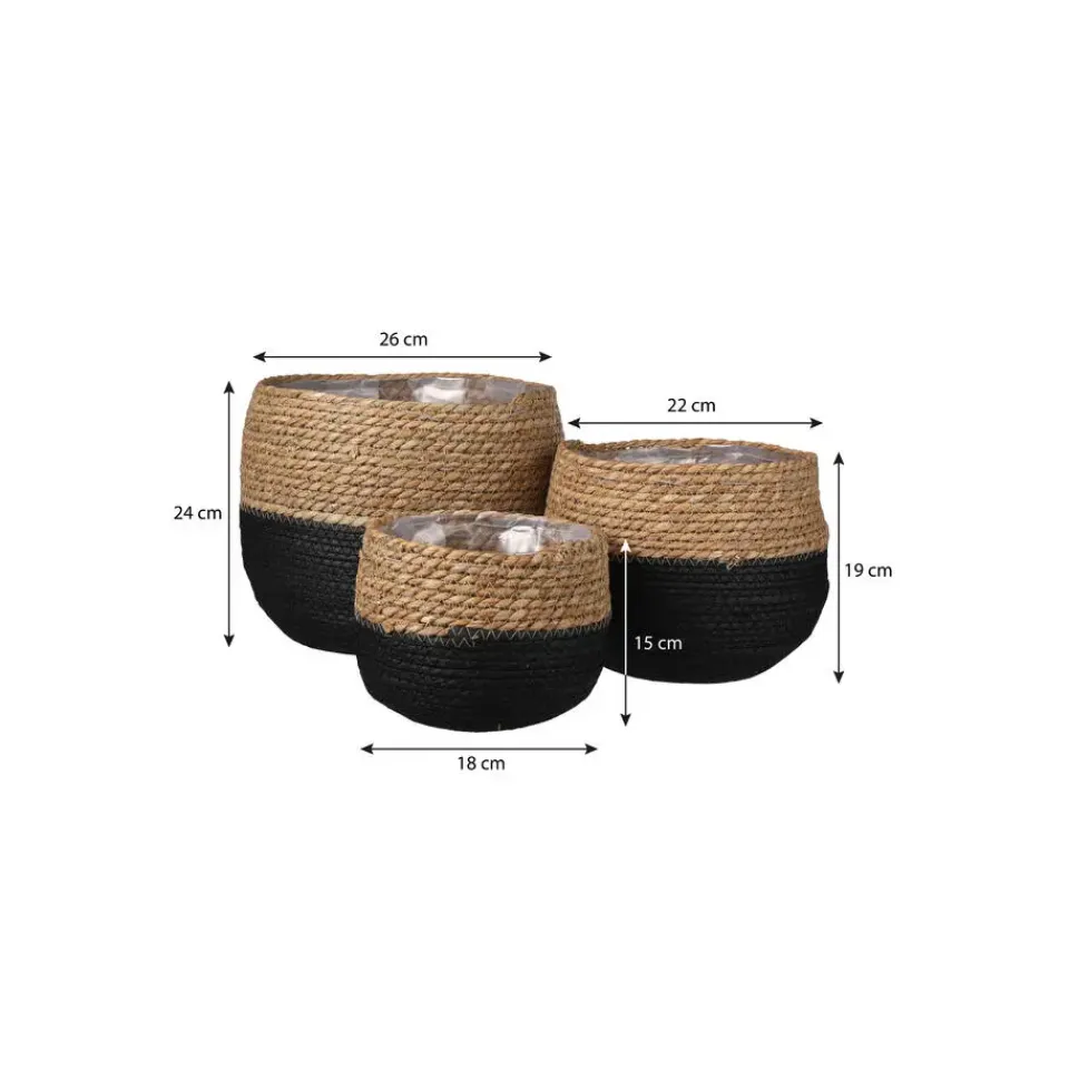 Mica Decorations Jorck Mand voor Planten - Set van 3 - Zwart Hot