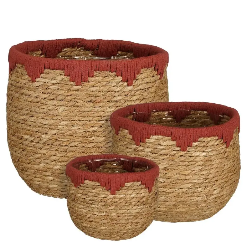 Mica Decorations Jorck Plantenmandenset - H24 x Ø26 cm - Rood