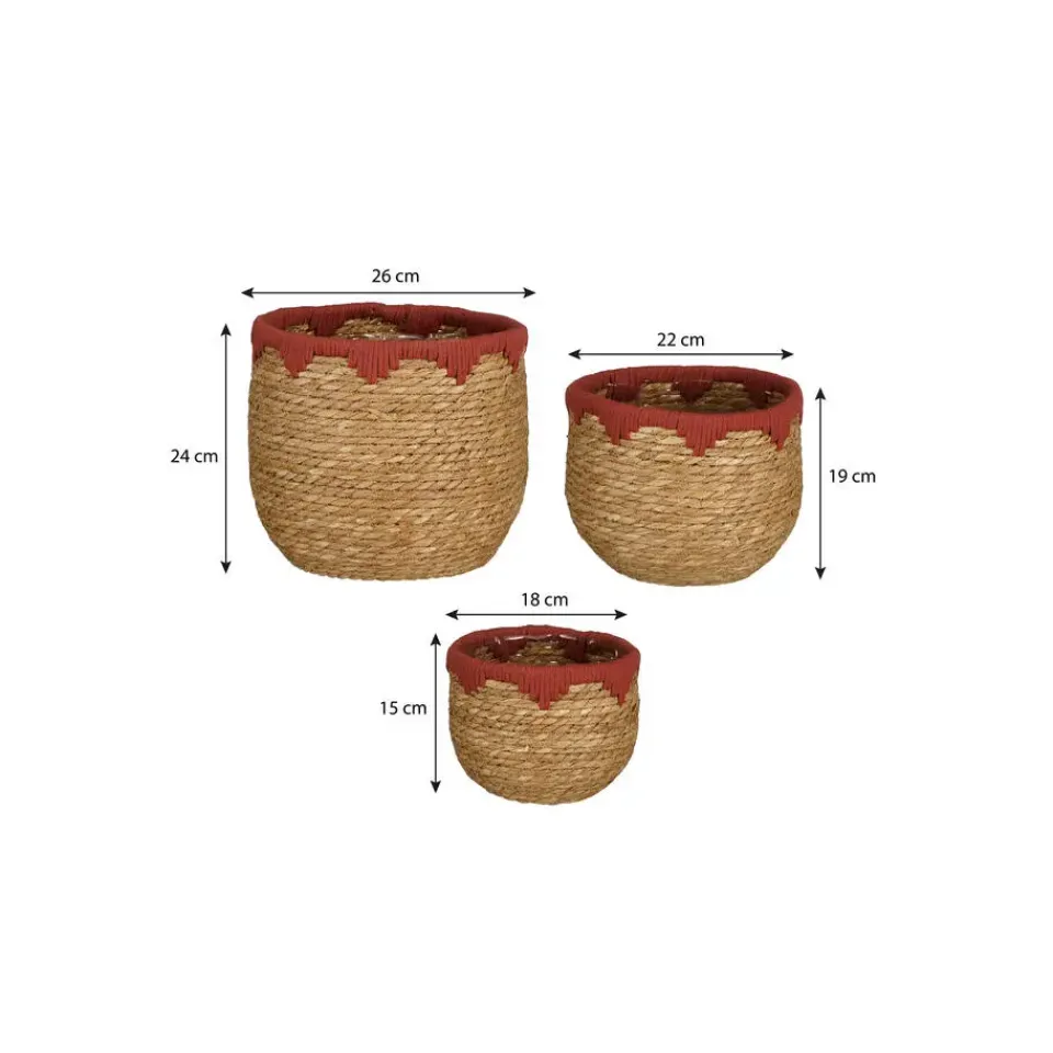 Mica Decorations Jorck Plantenmandenset - H24 x Ø26 cm - Rood