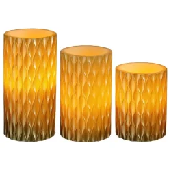 Mica Decorations LED stompkaarsen - 3x st- goud -10/12.5/15 cm Online