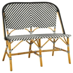 Mica Decorations Mandox Bank - L98 x B60 x H93 cm - Rotan - Zwart, Wit Clearance