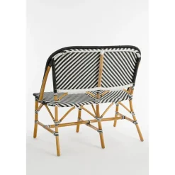 Mica Decorations Mandox Bank - L98 x B60 x H93 cm - Rotan - Zwart, Wit Clearance