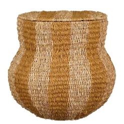 Mica Decorations Opbergmand met Deksel - H47 x Ø50 cm - Jute - Geel Outlet
