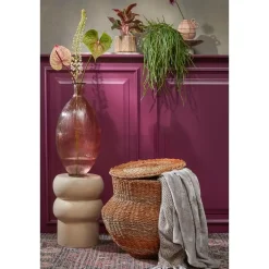 Mica Decorations Opbergmand met Deksel - H48 x Ø55 cm - Jute - Geel Sale