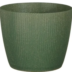 Mica Decorations Plantenpot - kunststof - donkergroen - 17,5x15cm