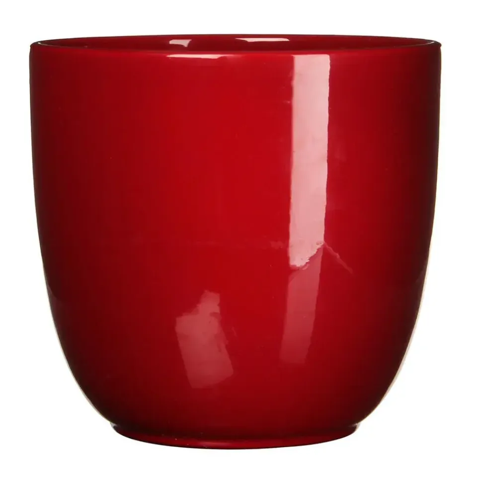Mica Decorations Plantenpot - rood - keramiek - 28 x 25 cm Best