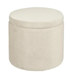 Mica Decorations Poef met Opbergruimte - H41 x Ø42 cm - Off-white Sale