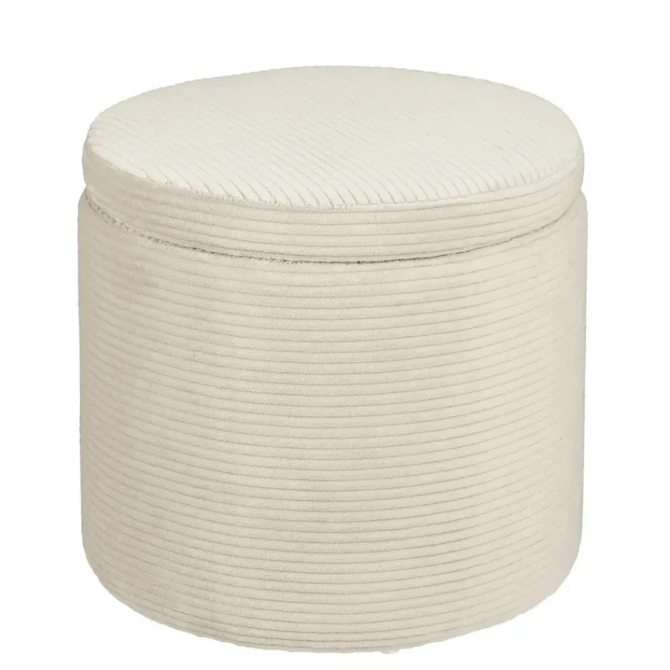 Mica Decorations Poef met Opbergruimte - H41 x Ø42 cm - Off-white Sale