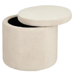 Mica Decorations Poef met Opbergruimte - H41 x Ø42 cm - Off-white Sale