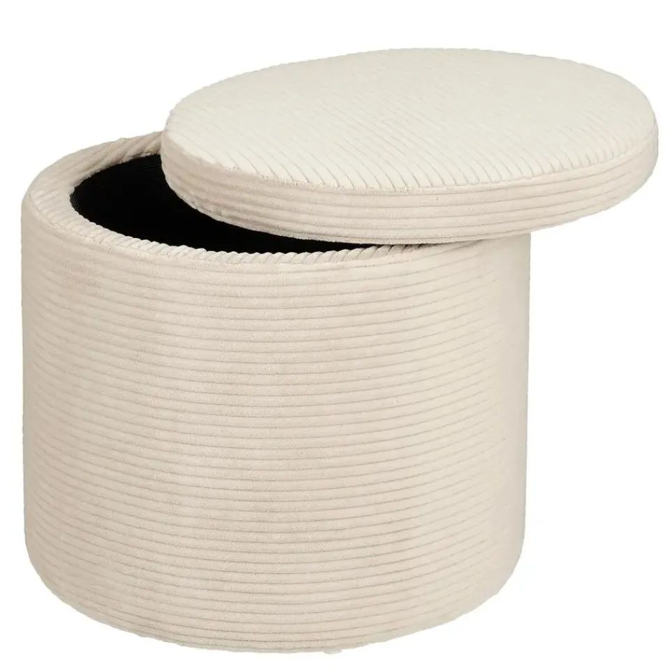 Mica Decorations Poef met Opbergruimte - H41 x Ø42 cm - Off-white Sale