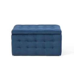 Beliani MICHIGAN - Ottomaan - Donkerblauw - Fluweel Outlet