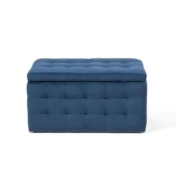 Beliani MICHIGAN - Ottomaan - Donkerblauw - Fluweel Outlet