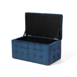 Beliani MICHIGAN - Ottomaan - Donkerblauw - Fluweel Outlet