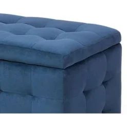 Beliani MICHIGAN - Ottomaan - Donkerblauw - Fluweel Outlet