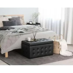 Beliani MICHIGAN - Ottomaan - Zwart - Kunstleer Hot