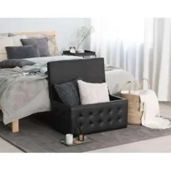 Beliani MICHIGAN - Ottomaan - Zwart - Kunstleer Hot