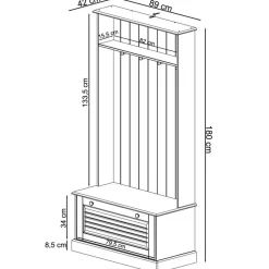 Dorel Home Mille - Garderobe met 1 klepdeur in grenen