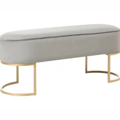 Leen Bakker MILRY - Voetenbank - Lichtgrijs - Fluweel Clearance